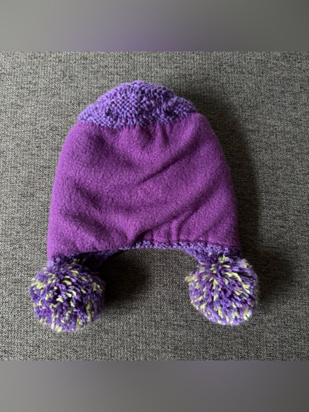 Andes Gifts Alpaca Purple Knit Pom Pom Beanie Hat Cozy Toddler Girl 2T-5T NEW - Picture 6 of 8